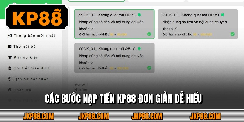 Các bước nạp tiền KP88 đơn giản dễ hiểu